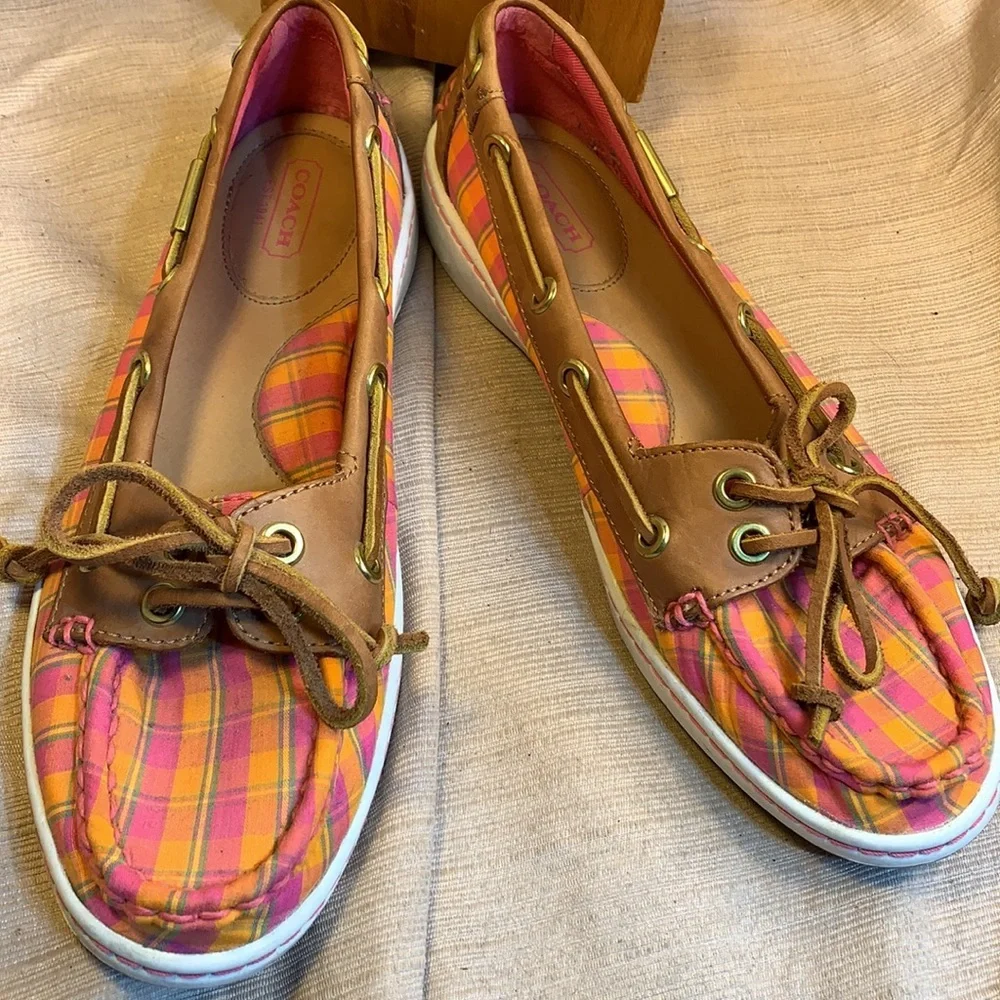 Coach almost NEW leather/canvas slide in loafers